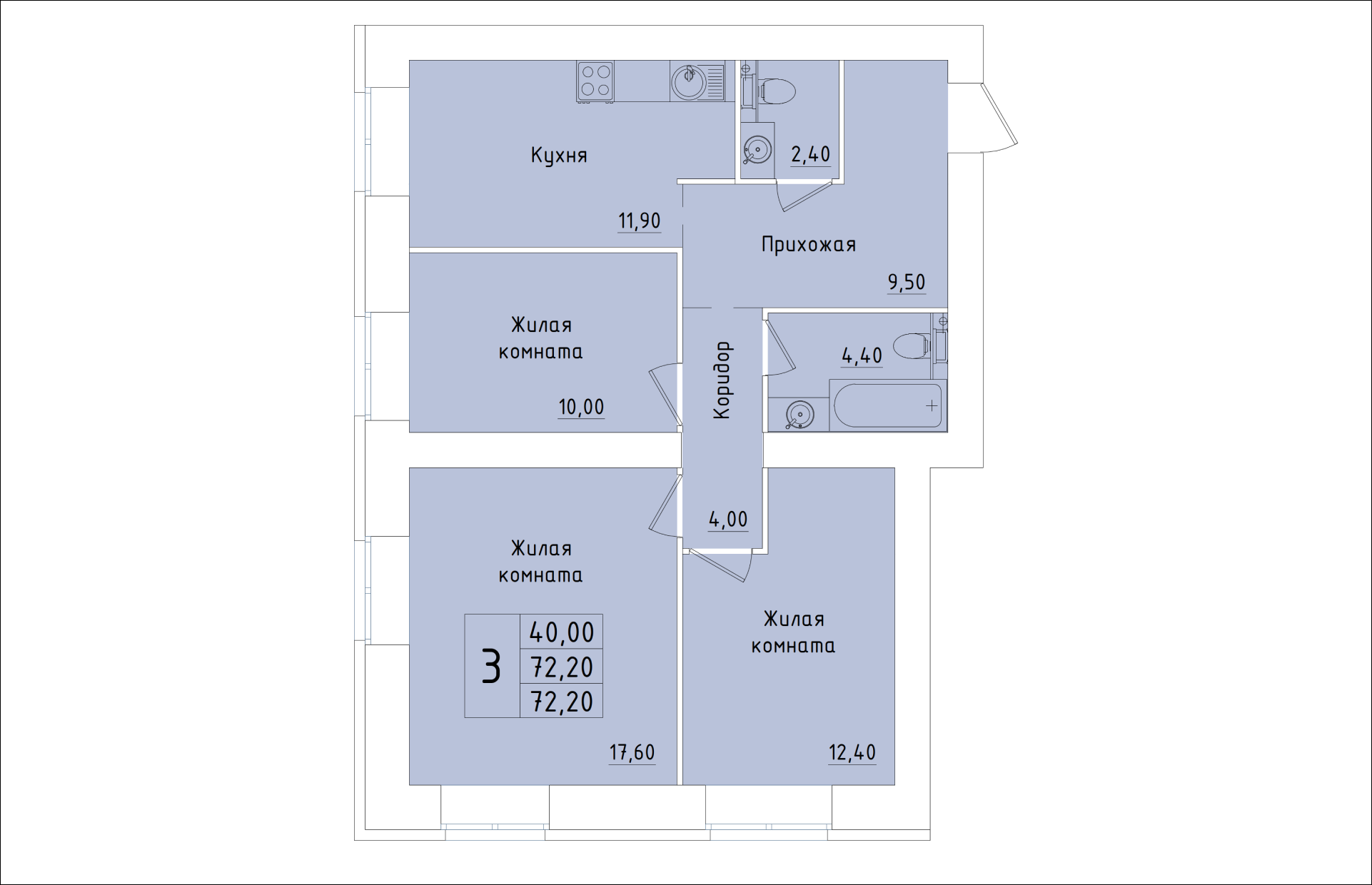 планировка квартиры 72 м2
